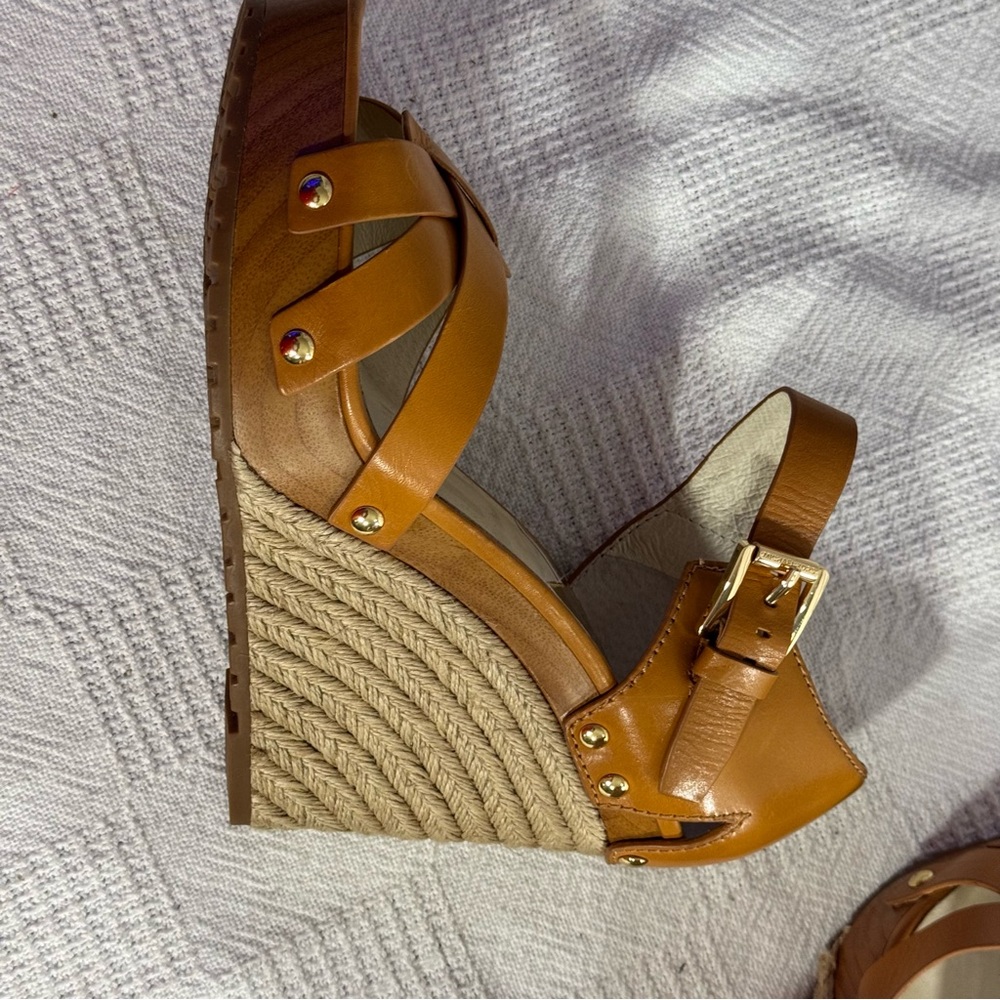 NEW Michael Kors‎ Women's Somerly Wedge Shoes Peanut, Size: 10M Strap Jetset 6 - Picture 10 of 10
